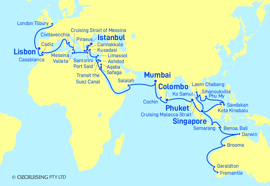 Vasco da Gama Fremantle to London - Cruises.com.au
