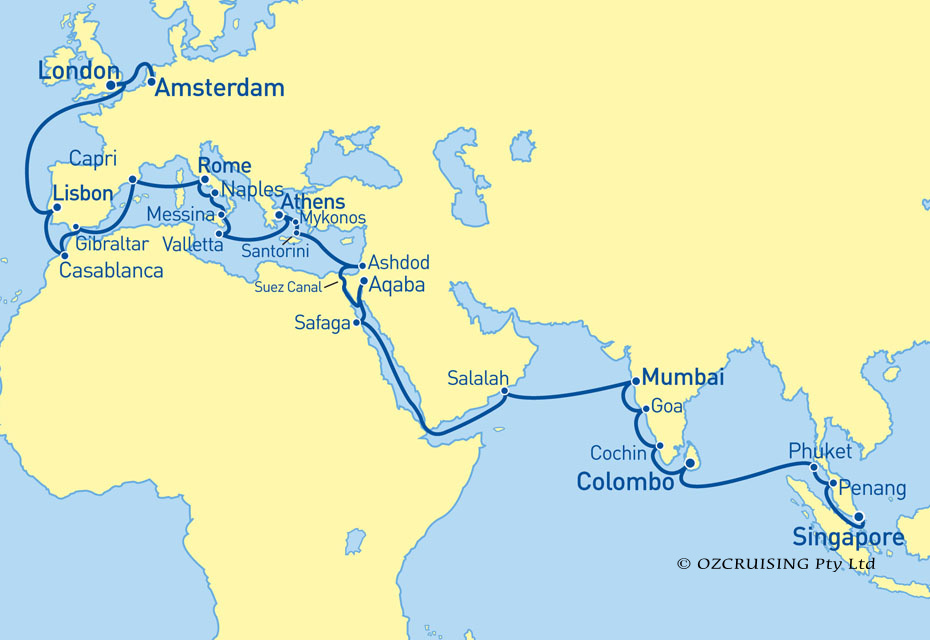 Vasco da Gama Singapore to Amsterdam - Ozcruising.com.au