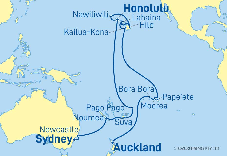 Coral Princess Sydney, Hawaii to Auckland - Ozcruising.com.au
