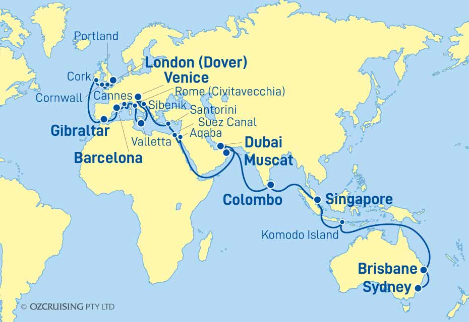 Coral Princess Sydney to London - Ozcruising.com.au
