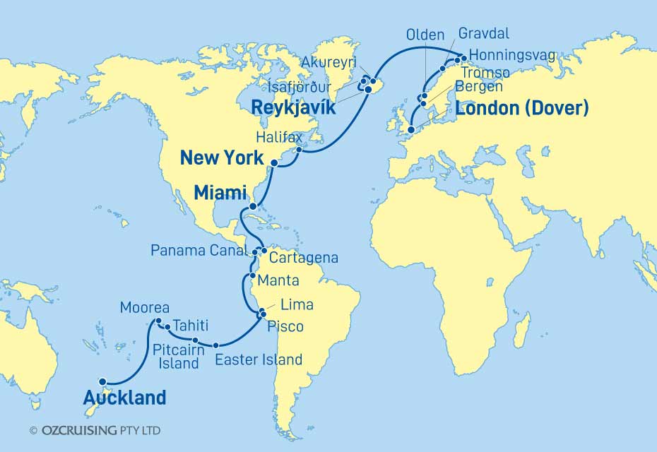 Coral Princess London to Auckland - Cruises.com.au