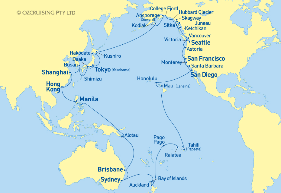 Sun Princess Circle Pacific World Cruise 2020 - Ozcruising.com.au