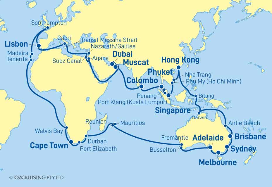 Queen Mary 2 World Cruise - Ozcruising.com.au